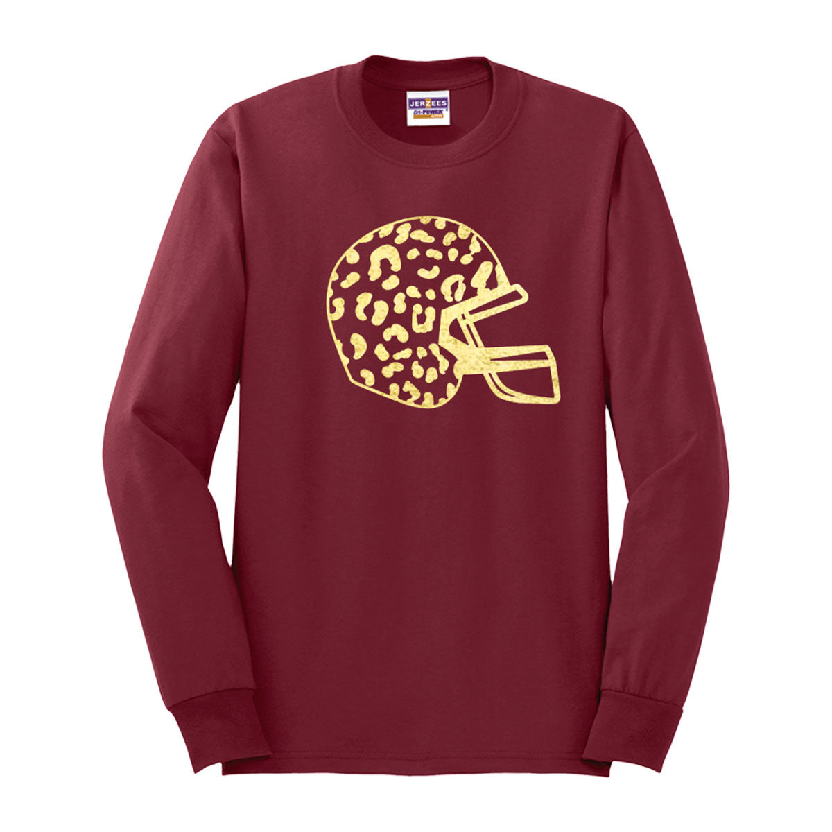 Gold Leopard Football Helmet Long Sleeve Shirt