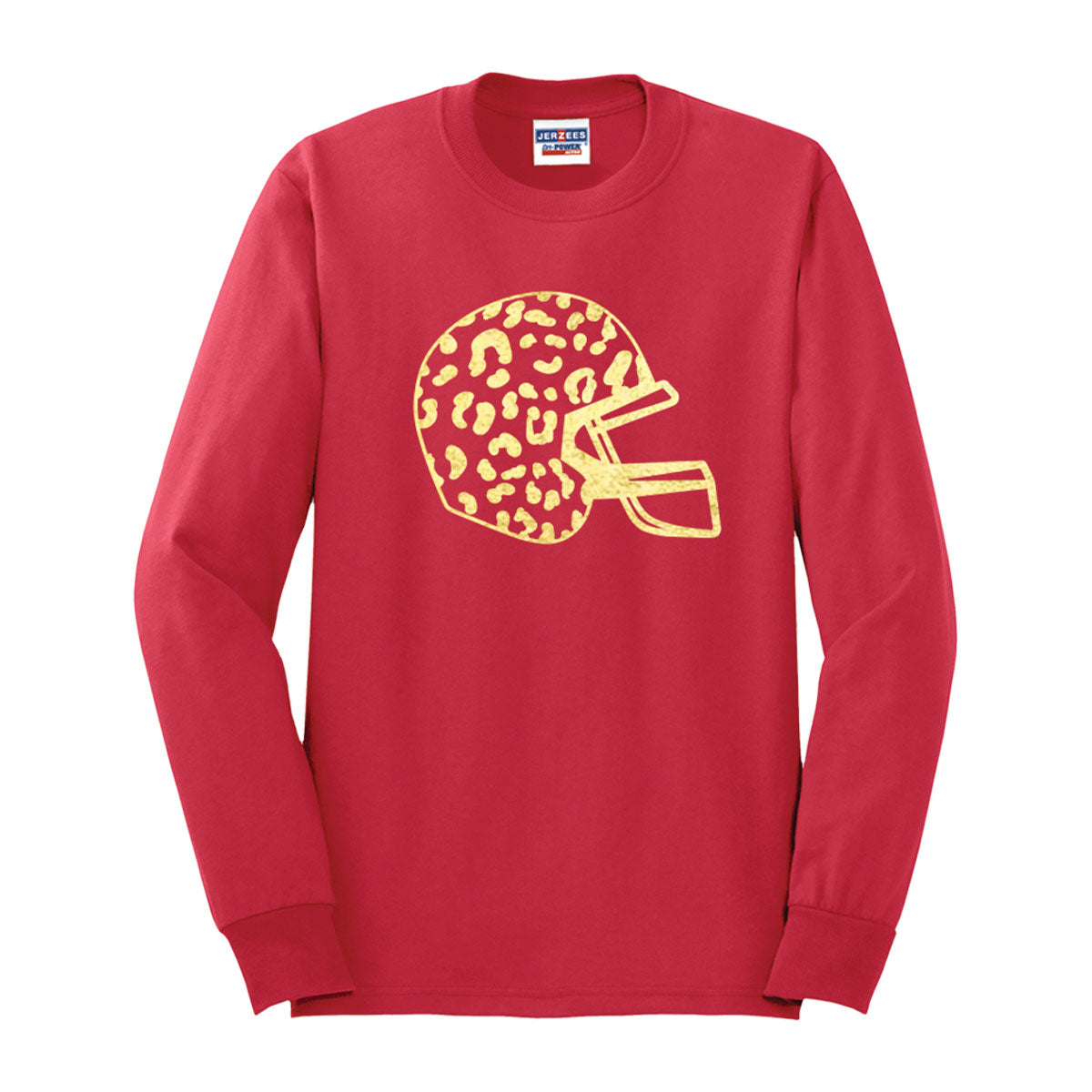 Gold Leopard Football Helmet Long Sleeve Shirt