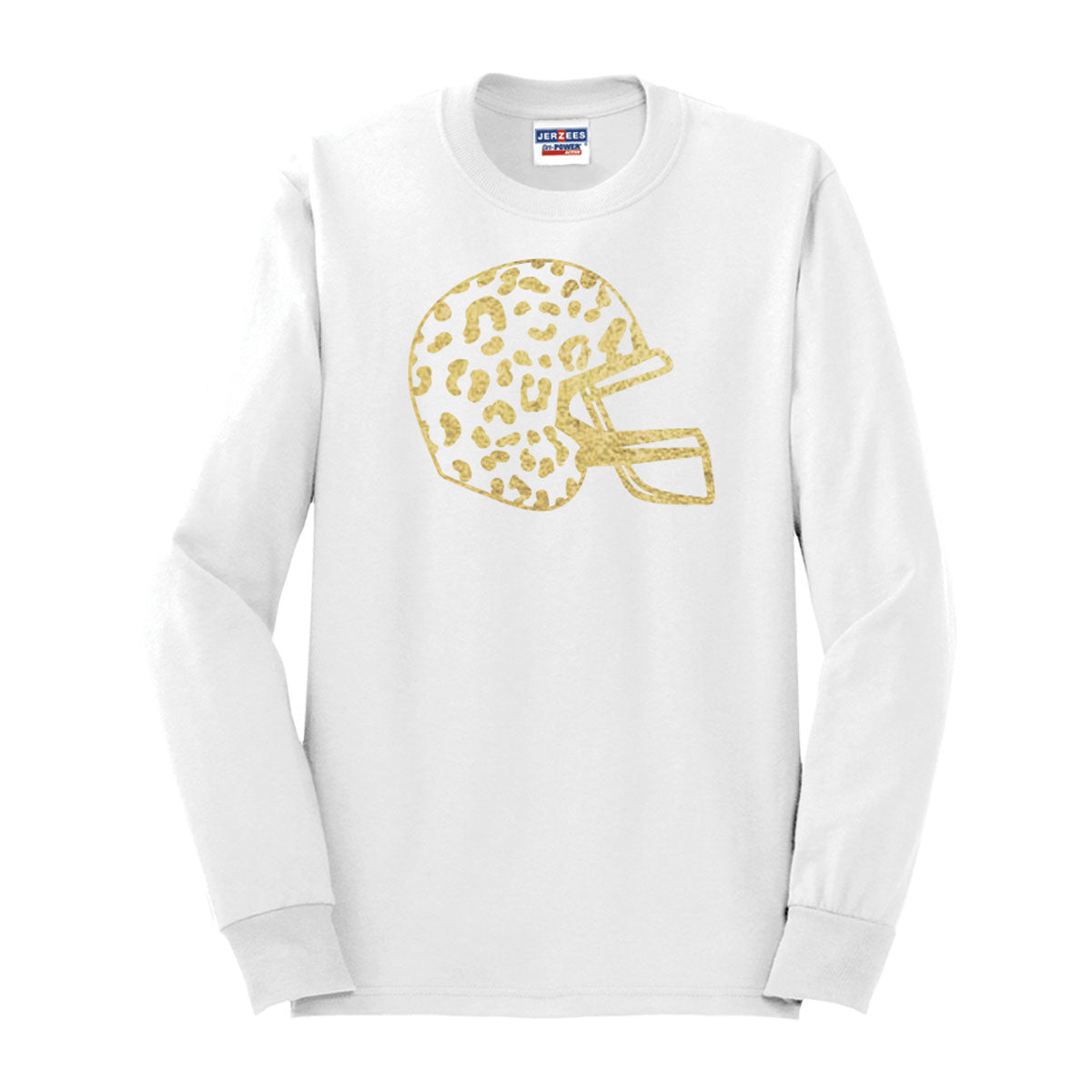 Gold Leopard Football Helmet Long Sleeve Shirt