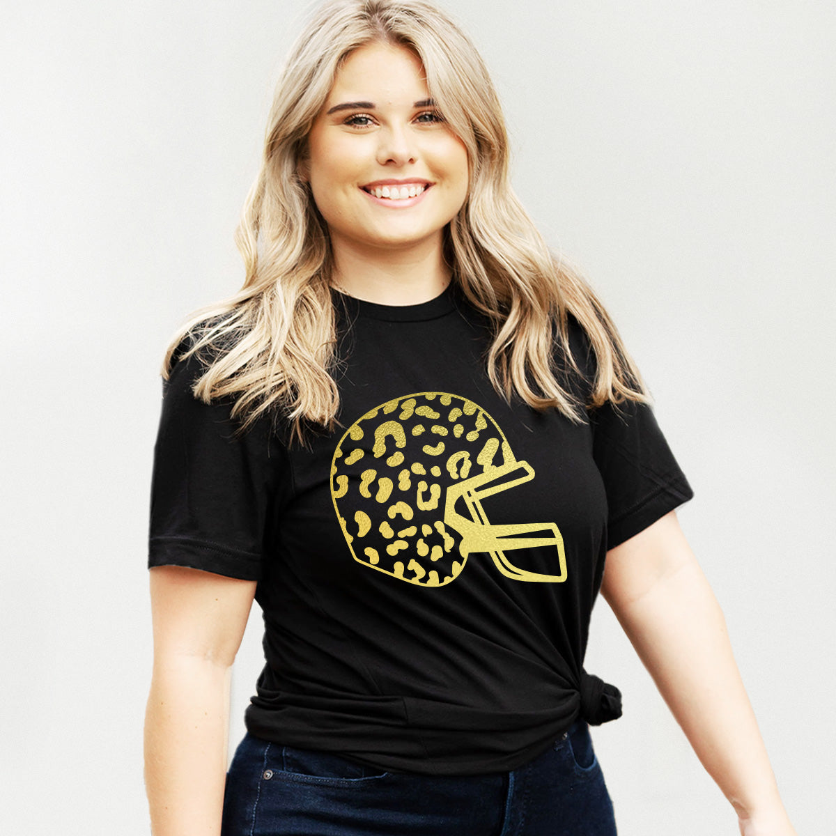 Gold Leopard Football Helmet T-Shirt