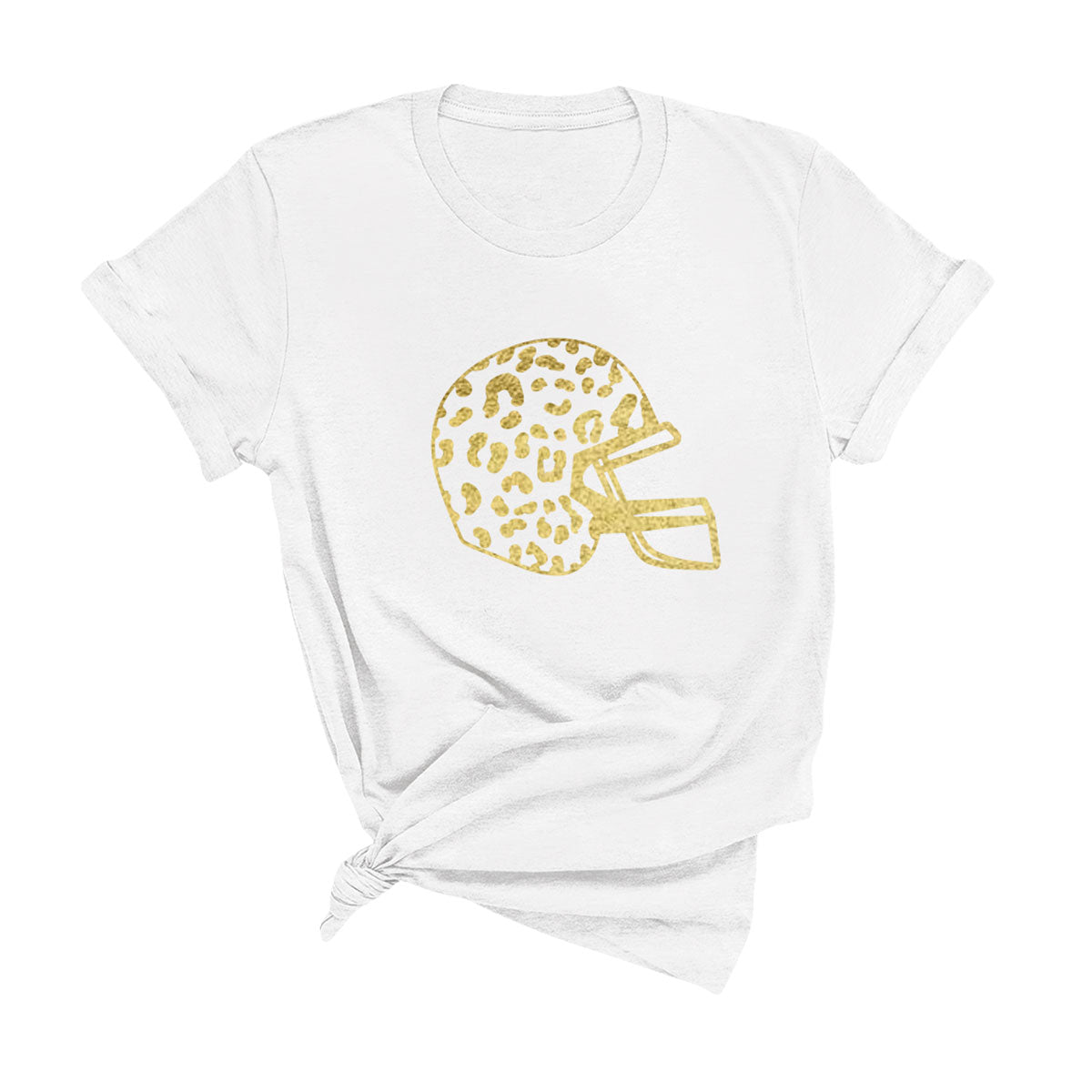 Gold Leopard Football Helmet T-Shirt