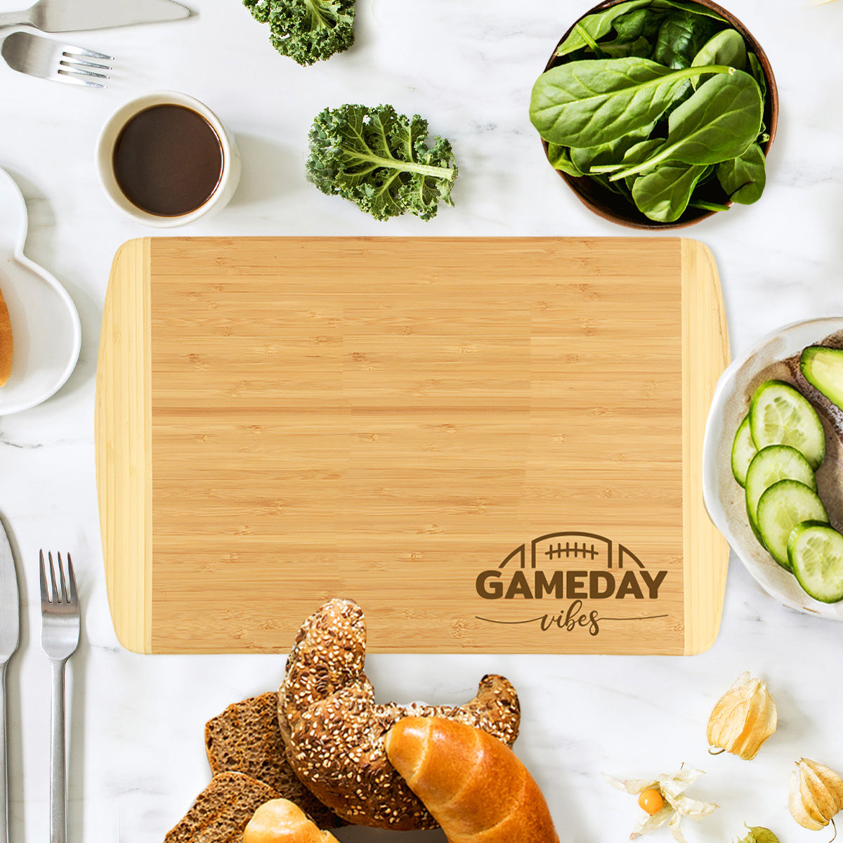 Game Day Vibes Two-Tone Cutting & Charcuterie Board