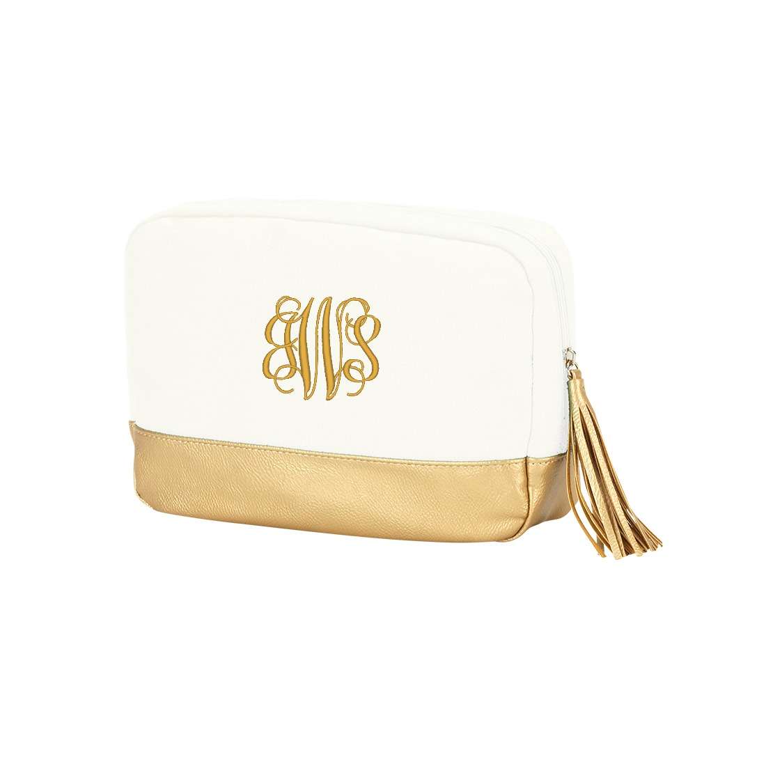 ✏️ Cosmetic Bag with Tassel & Gold Trim (Customizable)