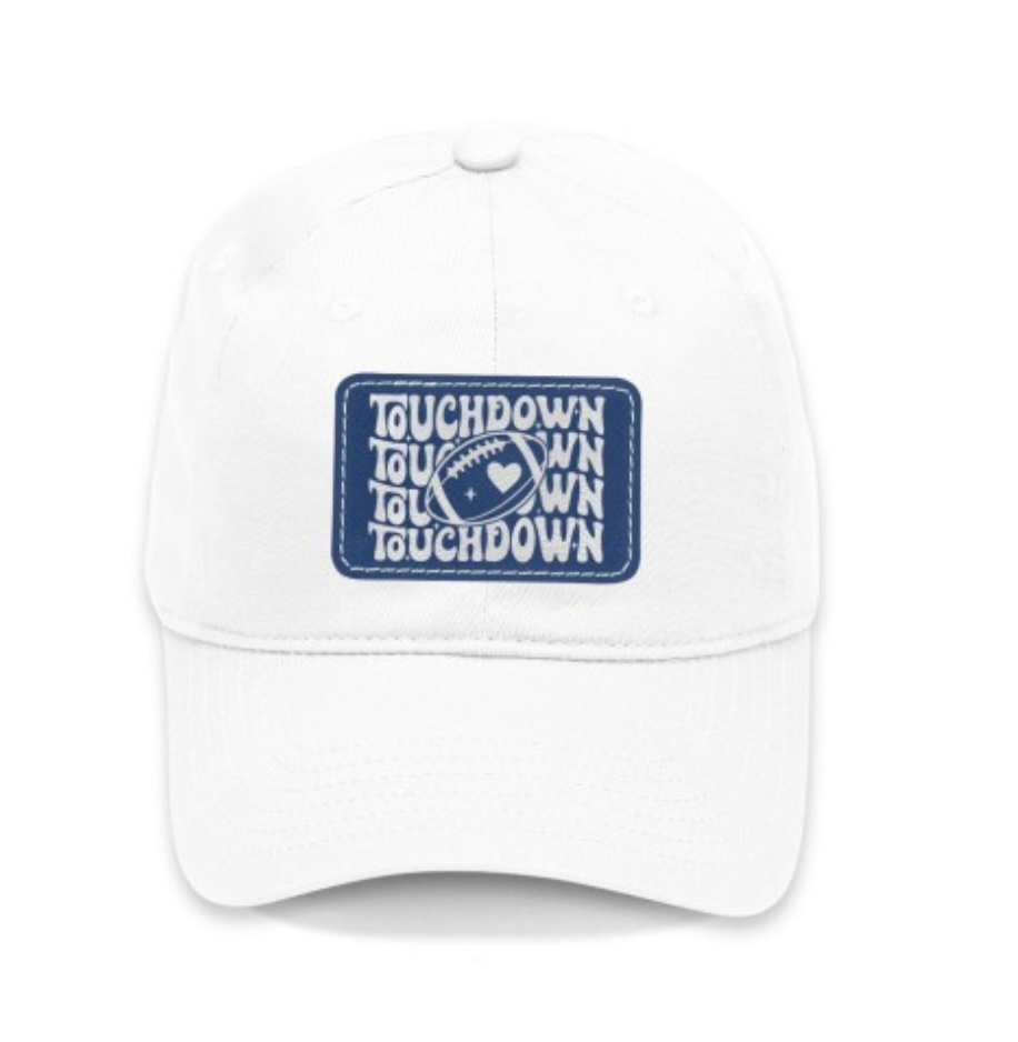 Royal Blue Touchdown White Hat, Baseball Cap