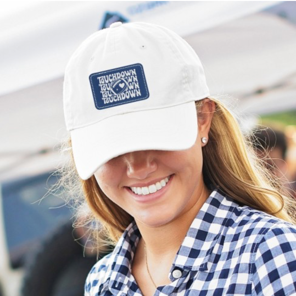 Royal Blue Touchdown White Hat, Baseball Cap