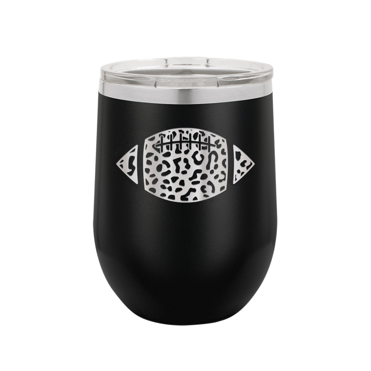 Leopard Football - Insulated, Stainless, Stemless Wine Cup - 12oz