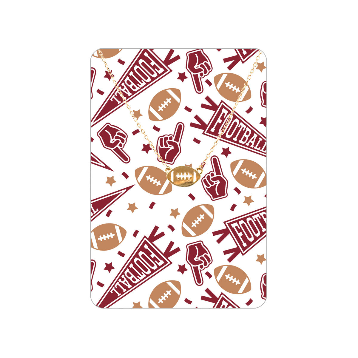 Garnet Football Fan Keepsake Card with Gold Football Necklace