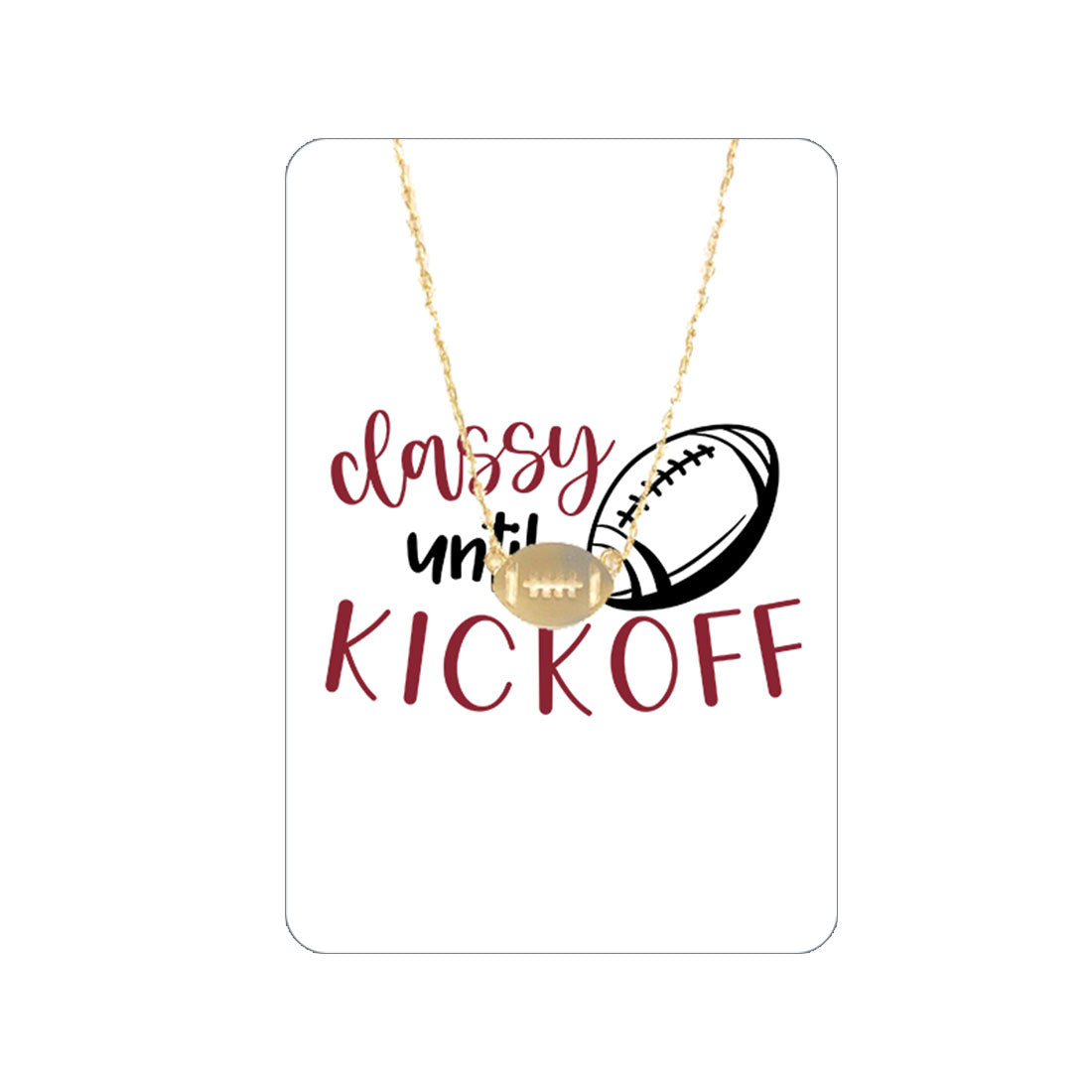 Garnet Classy Until Kickoff Keepsake Card with Gold Football Necklace