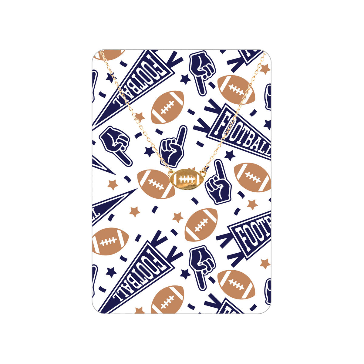 Navy Football Fan Keepsake Card with Gold Football Necklace