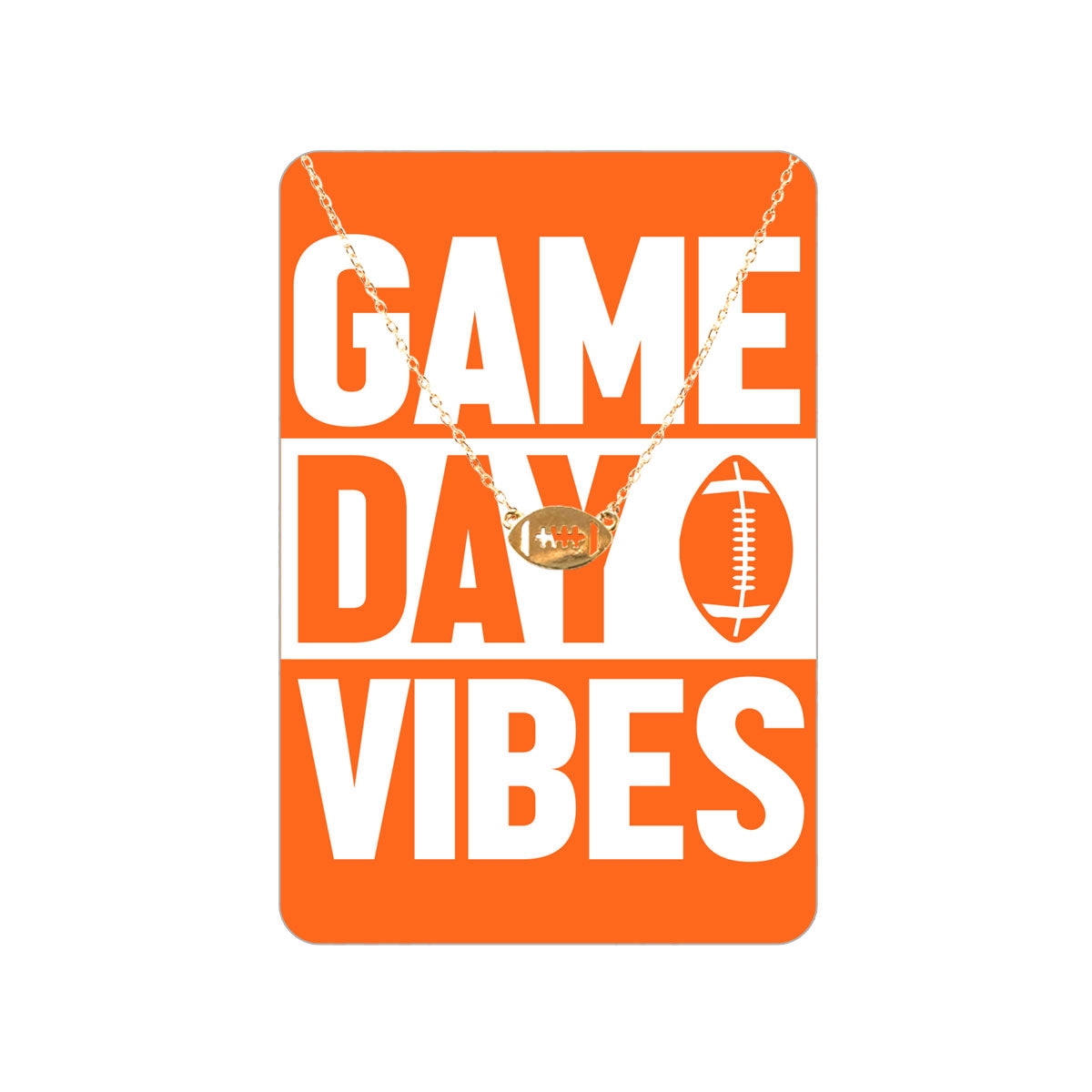 Orange Game Day Vibes Keepsake Card with Gold Football Necklace