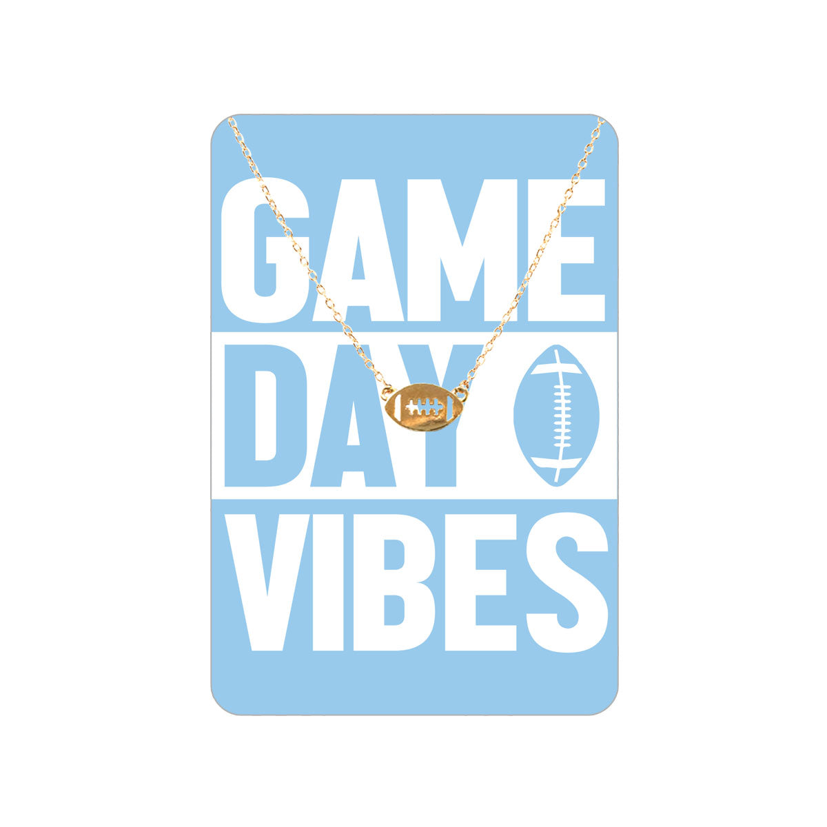 Powder Blue Game Day Vibes Keepsake Card with Gold Football Necklace