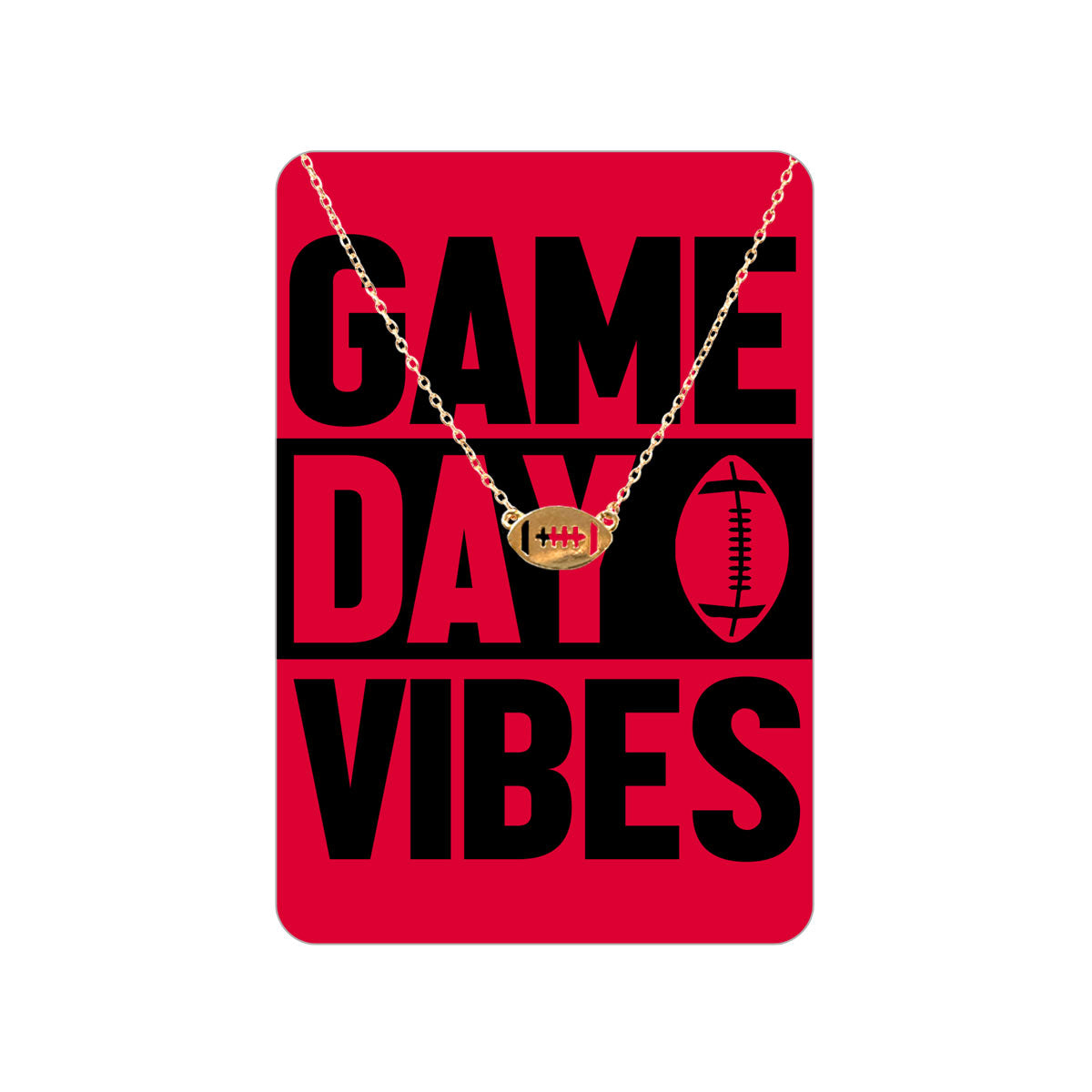 Red Game Day Vibes Keepsake Card with Gold Football Necklace