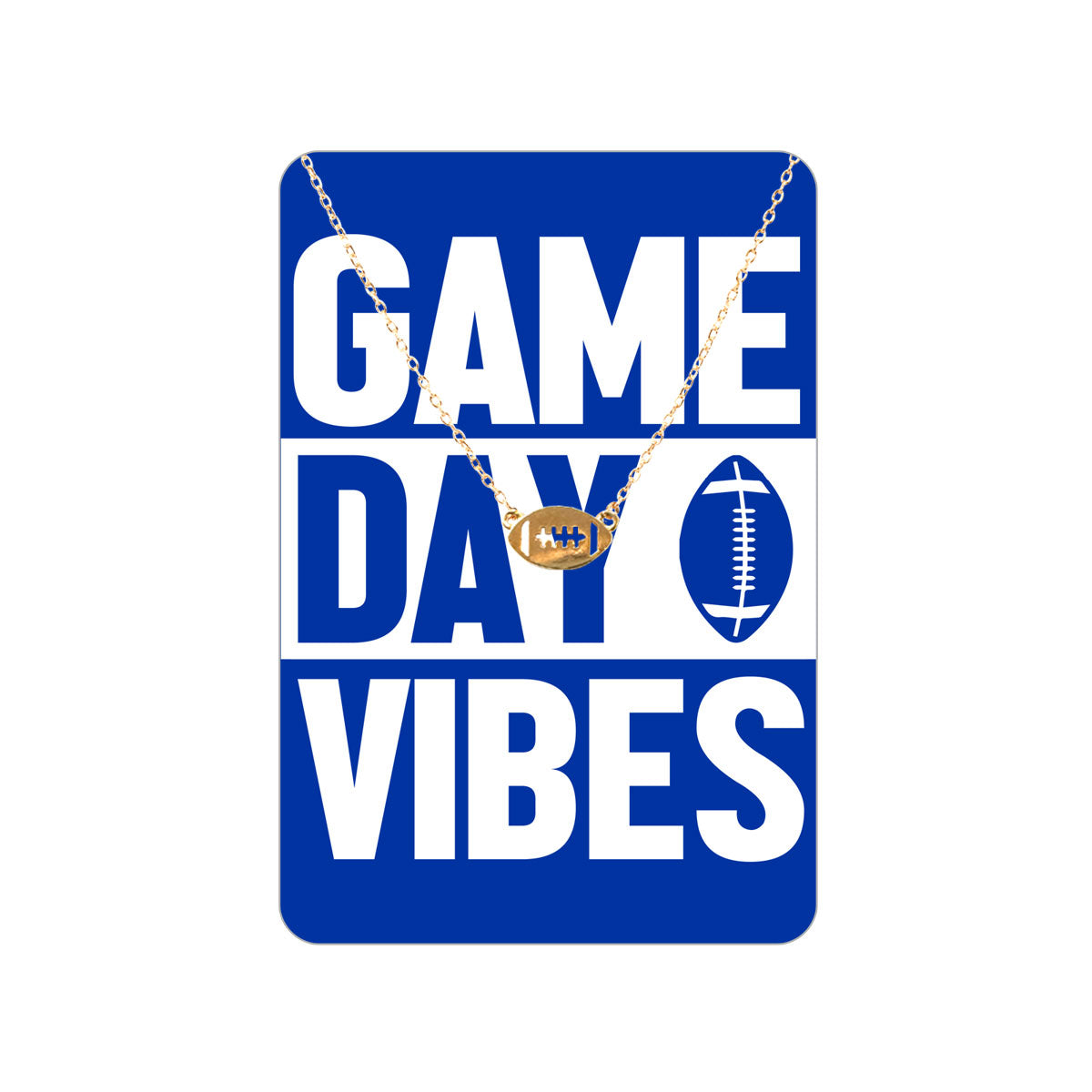 Royal Blue Game Day Vibes Keepsake Card with Gold Football Necklace