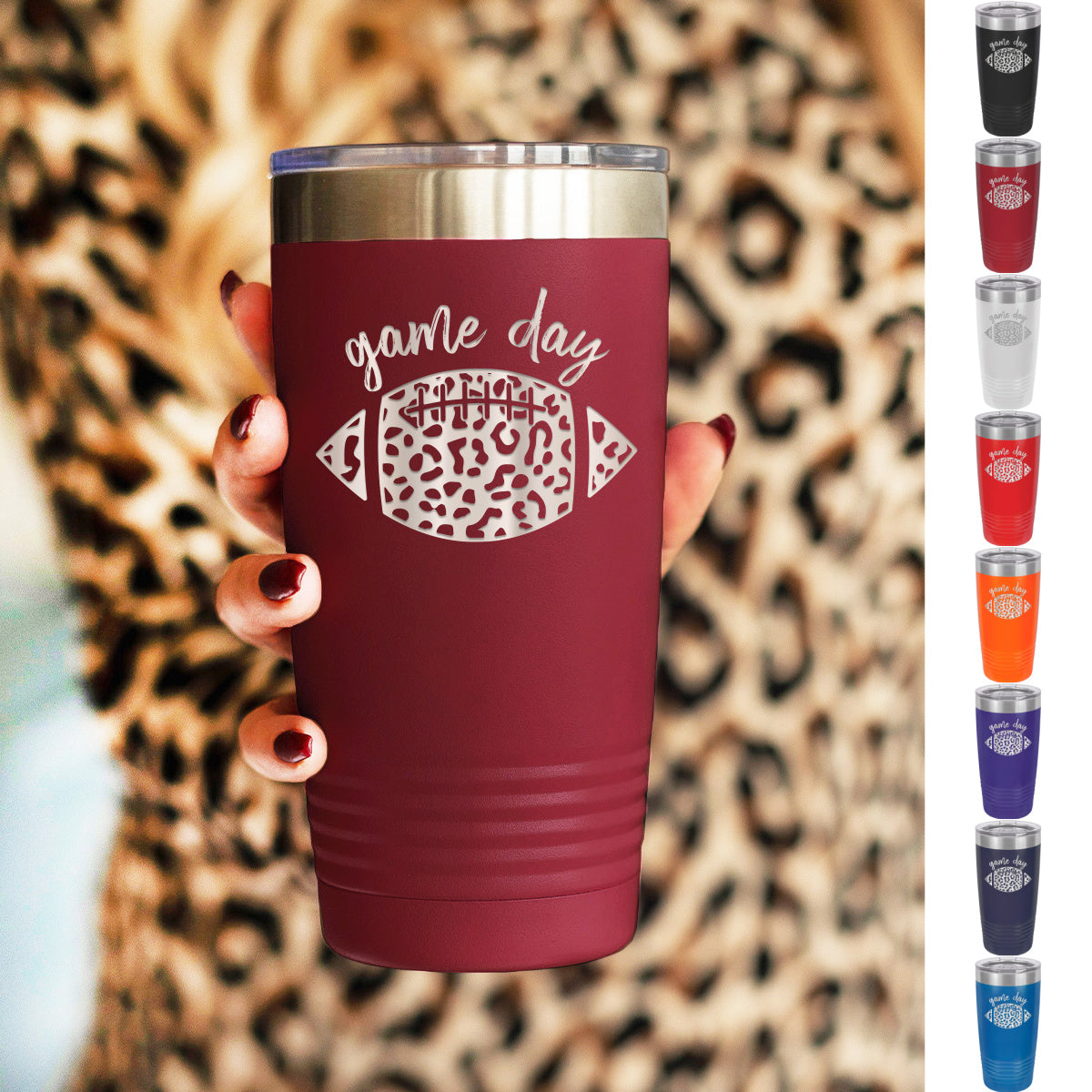 Leopard Football - Insulated, Stainless, Tumbler Cup - 20 oz