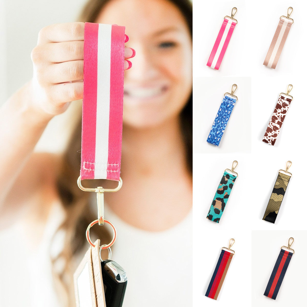 Wristlet Strap Keychains with Gold Accents